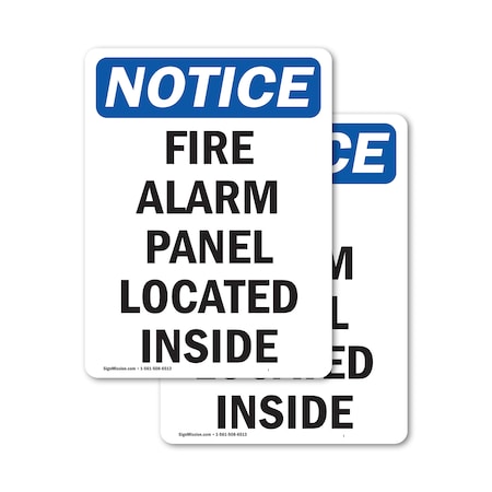 Signmission Fire Alarm Panel Located Inside, 5 in W x Rectangle, Vinyl Decal OS-2PACK-NS-D-57-V-12534